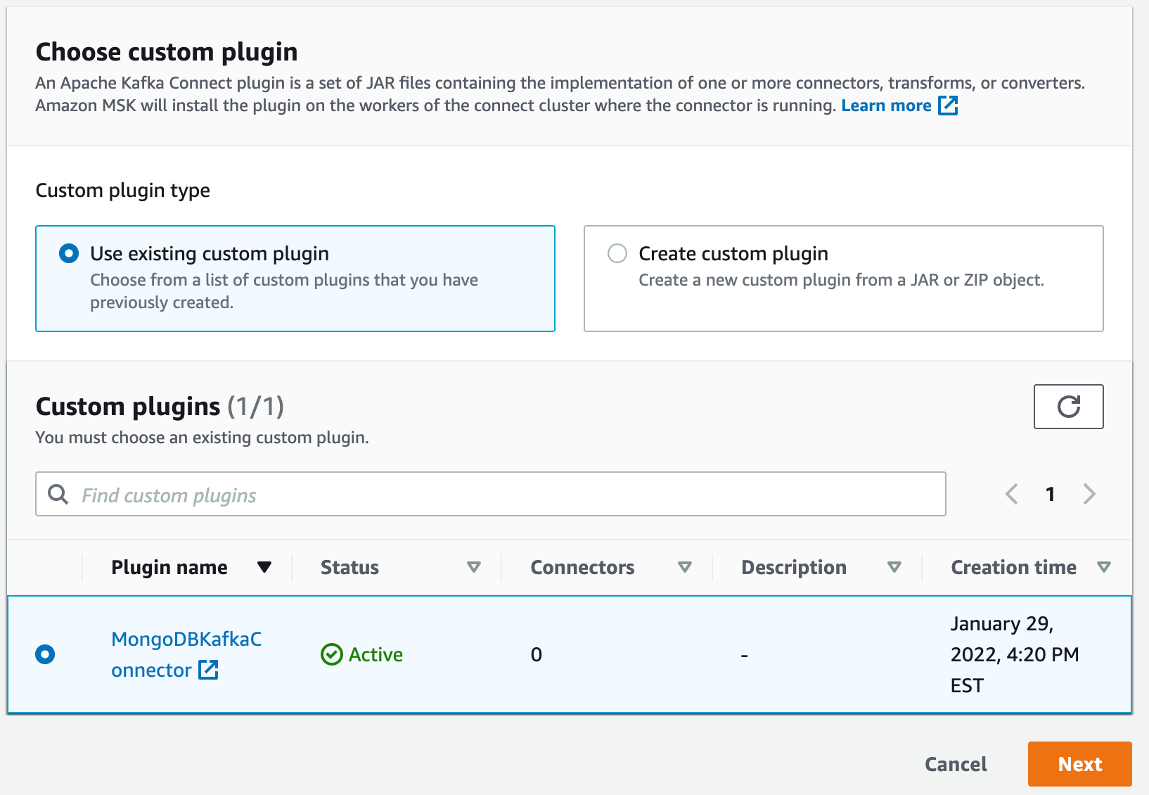 Figure 8. Custom plugin dialog