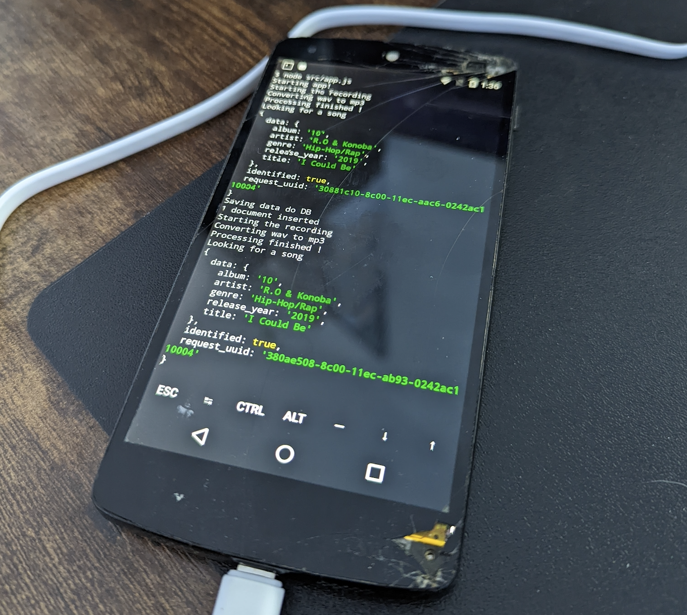 Debugging application on an old and beaten up Nexus 5