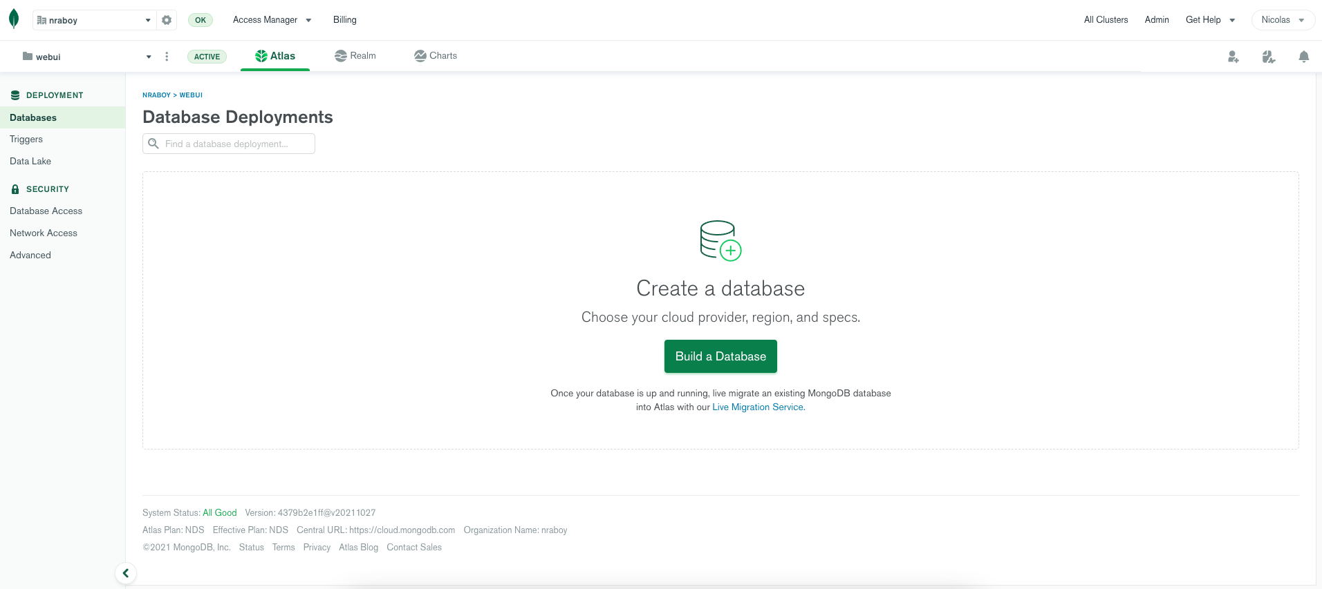 Create a New MongoDB Atlas Cluster on the Web